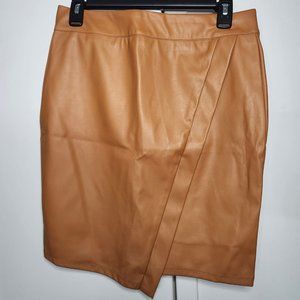 Camel Asymmetrical Pleather Skirt
